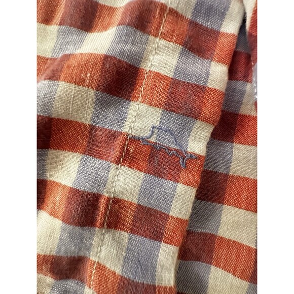 Tommy Bahama Linen‎ Blend Shirt Men L Plaid Gingham Short Sleeve Button Down Up - Picture 8 of 13